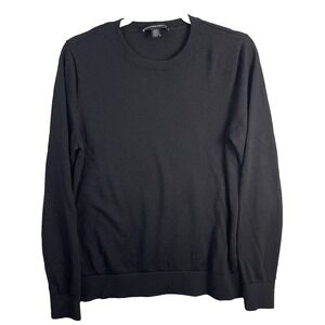 Katherine Barclay 100% Merino Wool Crewneck Pullover Sweater Womens Large Black